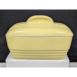 Vintage WESTINGHOUSE HALL Yellow Covered Bread Dish Art Deco Mid Century Modern